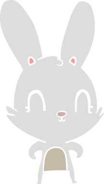 Bir insan tarafından çizilmiş düz renk çizgi film tavşanı.