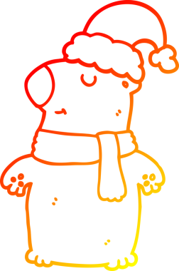 Bir insan tarafından çizilmiş şirin bir çizgi film Noel ayısının sıcak çizgi çizimi