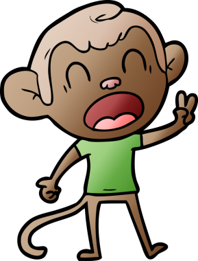 Bir insan tarafından çizilmiş bağıran çizgi maymun.