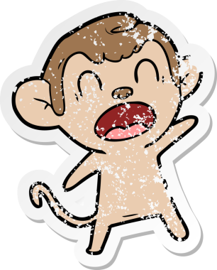 Bir insan tarafından çizilmiş bağıran çizgi film maymunu çıkartması.