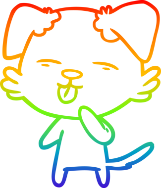 gökkuşağı gradyan çizgi çizimi bir insan tarafından çizilmiş dili dışarı çıkaran bir köpek