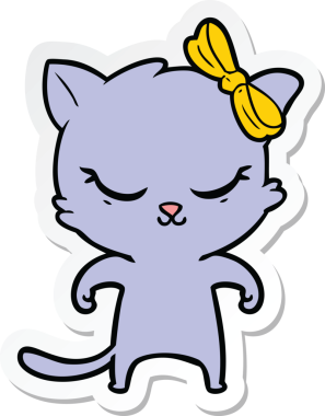 Bir insan tarafından çizilmiş şirin bir çizgi film kedisinin çıkartması.