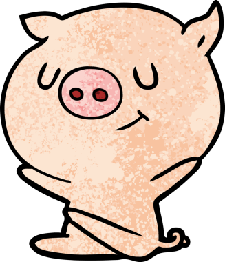 Bir insan tarafından çizilmiş mutlu çizgi film domuzu.