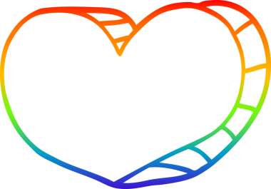 Gökkuşağı gradyan çizgi çizimi Bir insan tarafından çizilmiş bir aşk kalbi