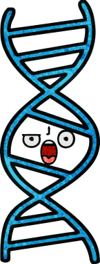 Bir insan tarafından çizilmiş DNA ipliğinin retro grunge desen karikatürü