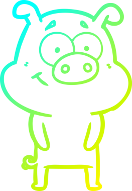 Bir insan tarafından çizilmiş mutlu çizgi film domuzu çizimi.