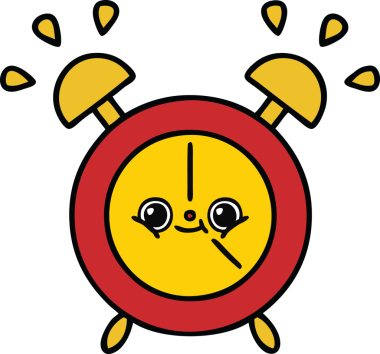 Bir insan tarafından çizilmiş çalar saatin şirin bir karikatürü.