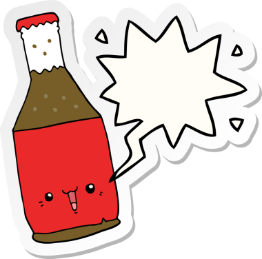 Bir insan tarafından çizilmiş konuşma balonu çıkartmalı bira şişesi.