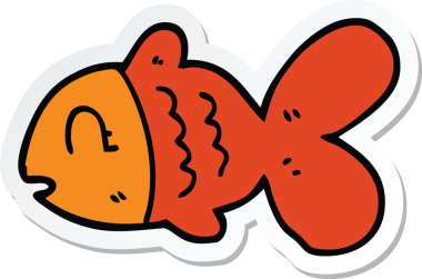 Bir insan tarafından çizilmiş karikatür balığının çıkartması.