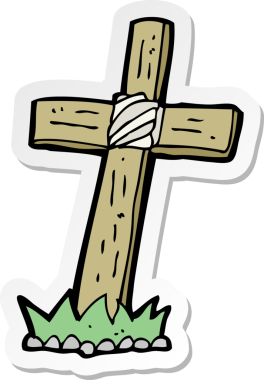 Bir insan tarafından çizilmiş ahşap haç mezar etiketi.