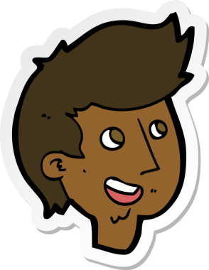 Bir insan tarafından çizilmiş mutlu çocuk yüzü çıkartması.