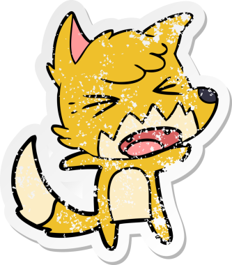 Bir insan tarafından çizilmiş kızgın bir tilkinin sıkıntılı çıkartması.