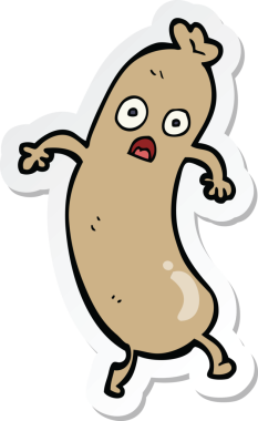 Bir insan tarafından çizilmiş bir sosisin çıkartması.