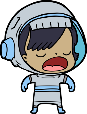 Karikatür astronot kadın bir insan tarafından çizilmiş.