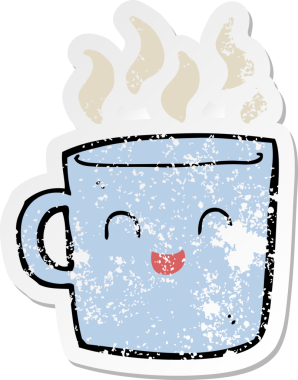 Bir insan tarafından çizilmiş şirin bir kahve fincanı çıkartması.