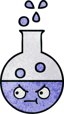 Bir insan tarafından çizilmiş bir test tüpünün retro grunge desen karikatürü