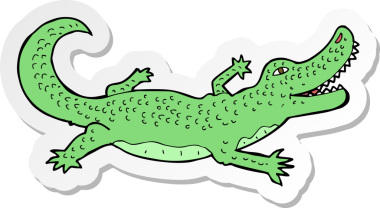 Bir insan tarafından çizilmiş timsah çizgi film etiketi.