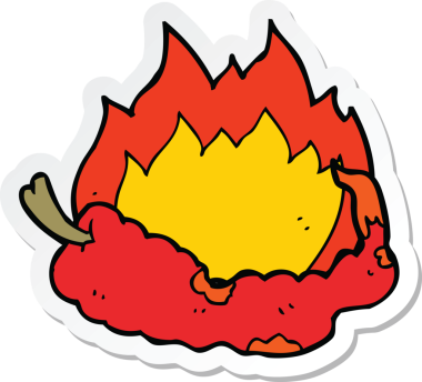 Bir insan tarafından çizilmiş acı biber çizgi filminin çıkartması.