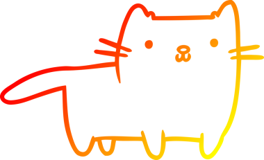 Bir insan tarafından çizilmiş çizgi film kedisinin sıcak çizgi çizimi