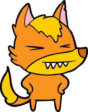 Bir insan tarafından çizilmiş tilki çizgi film karakteri