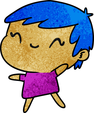 Bir insan tarafından çizilmiş sevimli bir kawai kızının desenli çizimi.