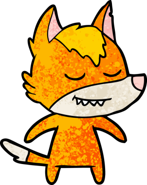 Bir insan tarafından çizilmiş tilki çizgi film karakteri