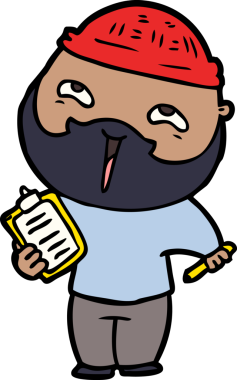 Bir insan tarafından çizilmiş mutlu sakallı bir adam.