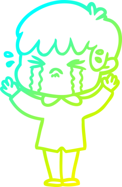 Bir insan tarafından çizilmiş ağlayan çizgi film çocuğu çizimi.