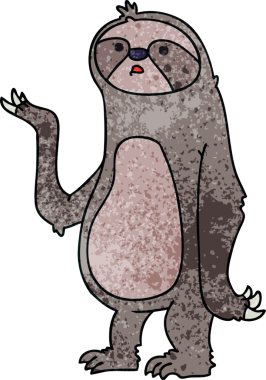 Bir insan tarafından çizilmiş garip bir çizgi film tembel hayvanı.