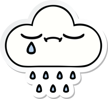 Bir insan tarafından çizilmiş şirin bir yağmur bulutunun çıkartması.