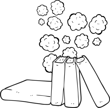 Bir insan tarafından çizilmiş siyah beyaz çizgi film kitapları.