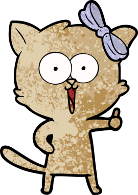 Bir insan tarafından çizilmiş çizgi film kedisi.