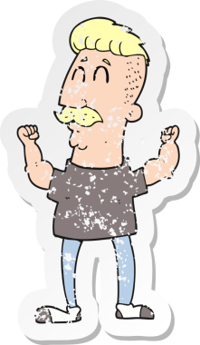 Bir insan tarafından çizilmiş bir adamı kutlayan karikatürün gerilimli yapıştırması.