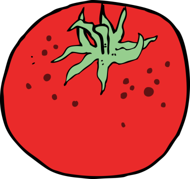 Bir insan tarafından çizilmiş domates çizgi filmi.