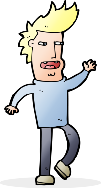 Bir insan tarafından çizilmiş çenesi düşük bir adam çizgi filmi.