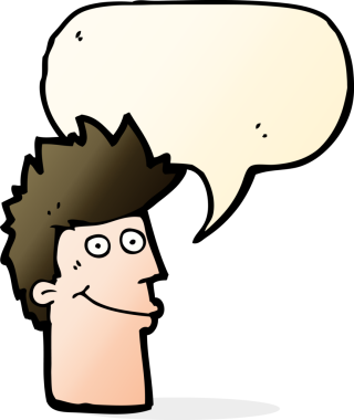 Bir insan tarafından çizilmiş konuşma balonlu mutlu adam çizgi filmi.