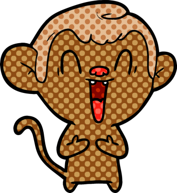 Bir insan tarafından çizilmiş gülen maymun çizgi filmi