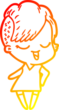 Bir insan tarafından çizilmiş mutlu bir çizgi film kızı çizimi