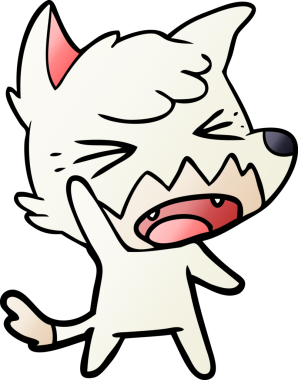 Bir insan tarafından çizilmiş kızgın çizgi film tilkisi.