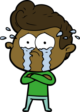 Bir insan tarafından çizilmiş ağlayan bir karikatür.