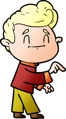 Mutlu çizgi film adamı bir insan tarafından çizildi.