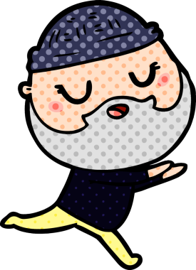 Bir insan tarafından çizilmiş sakallı bir çizgi film adamı.