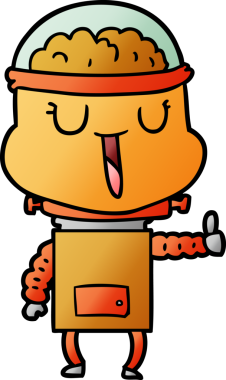 Bir insan tarafından çizilmiş mutlu çizgi film robotu