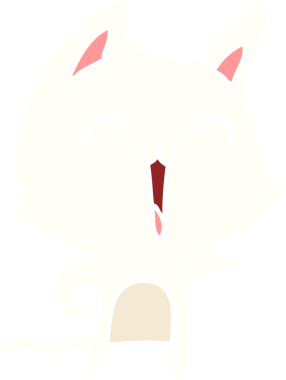 Bir insan tarafından çizilmiş mutlu düz renkli çizgi film kedisi