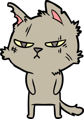 Bir insan tarafından çizilmiş sert çizgi film kedisi.