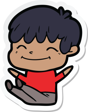 Bir insan tarafından çizilmiş mutlu bir çocuğun çıkartması.