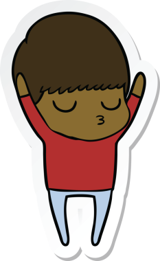 Bir insan tarafından çizilmiş sakin bir çocuğun çıkartması.