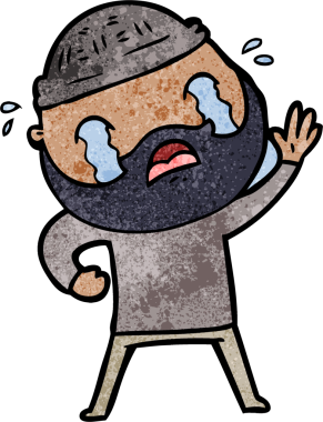 Çizgi film sakallı adam bir insan tarafından çizilmiş ve ağlıyor.