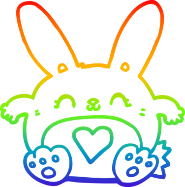 Gökkuşağı gradyan çizgisi Sevgi dolu bir tavşan çizimi bir insan tarafından çizilmiş