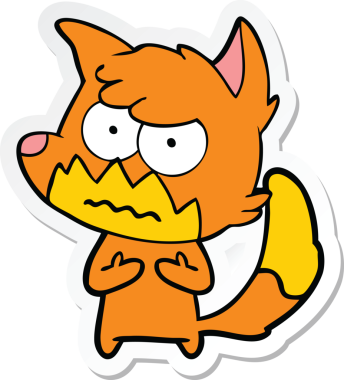 Bir insan tarafından çizilmiş, kızgın tilki çıkartması.